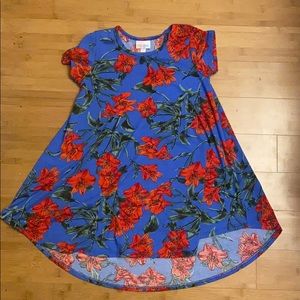 EUC LuLaRoe Blue dress with Red Flowers